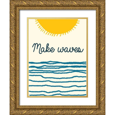 Waves Gold Ornate Wood Framed Art Print with Double Matting by Lewis, Sheldon