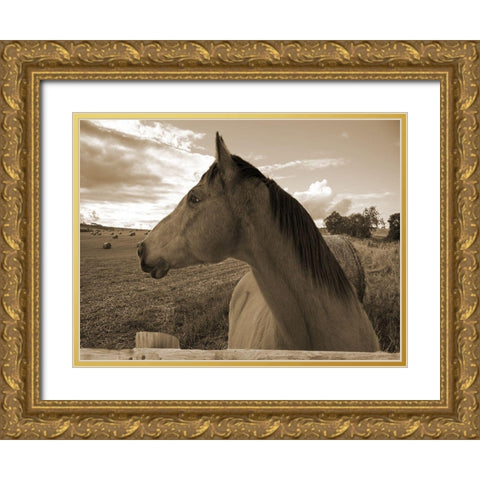 Ranch Gold Ornate Wood Framed Art Print with Double Matting by Lewis, Sheldon