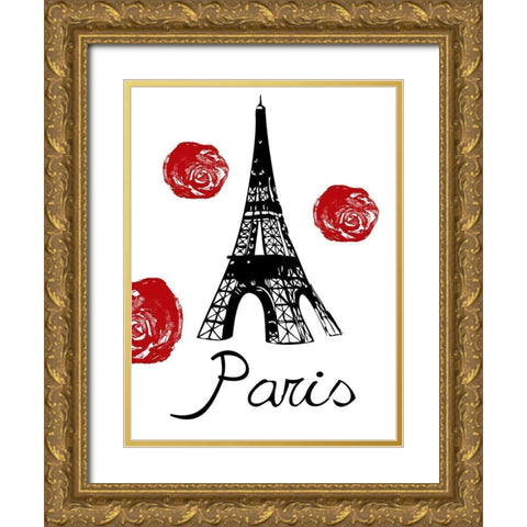 Red Paris Gold Ornate Wood Framed Art Print with Double Matting by Lewis, Sheldon