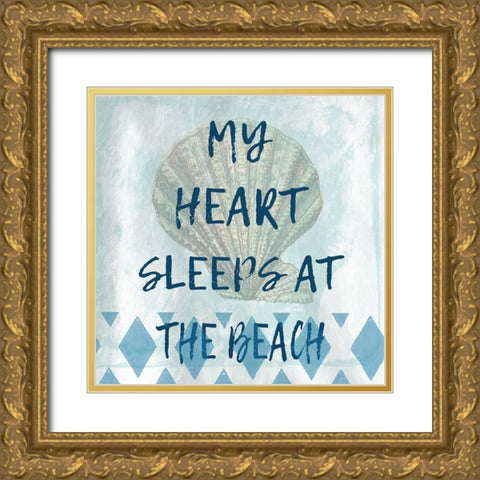At The Beach Gold Ornate Wood Framed Art Print with Double Matting by Lewis, Sheldon