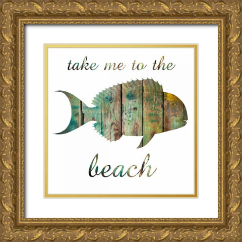 The Ocean Gold Ornate Wood Framed Art Print with Double Matting by Lewis, Sheldon