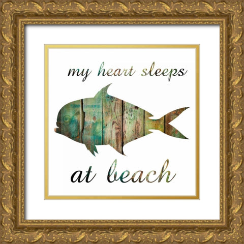 My Heart And The Beach Gold Ornate Wood Framed Art Print with Double Matting by Lewis, Sheldon