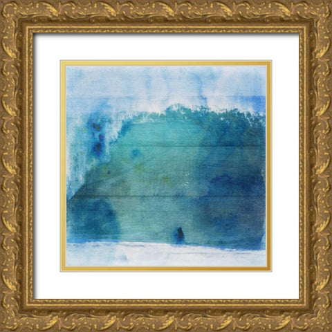 Ocean Wave On Wood 1 Gold Ornate Wood Framed Art Print with Double Matting by Lewis, Sheldon