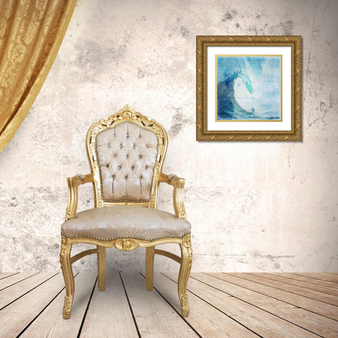 Ocean Wave On Wood 2 Gold Ornate Wood Framed Art Print with Double Matting by Lewis, Sheldon