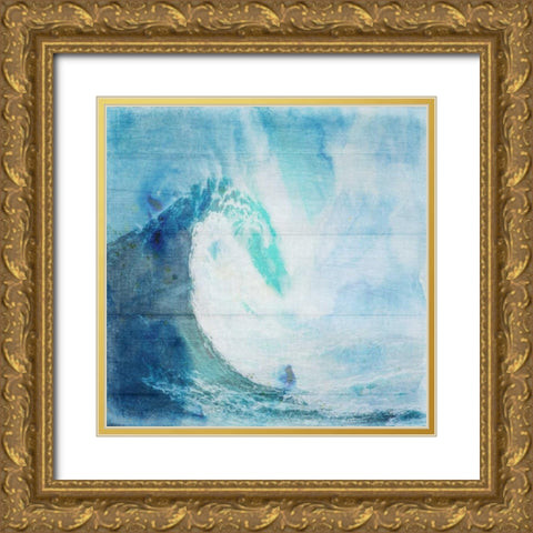 Ocean Wave On Wood 2 Gold Ornate Wood Framed Art Print with Double Matting by Lewis, Sheldon