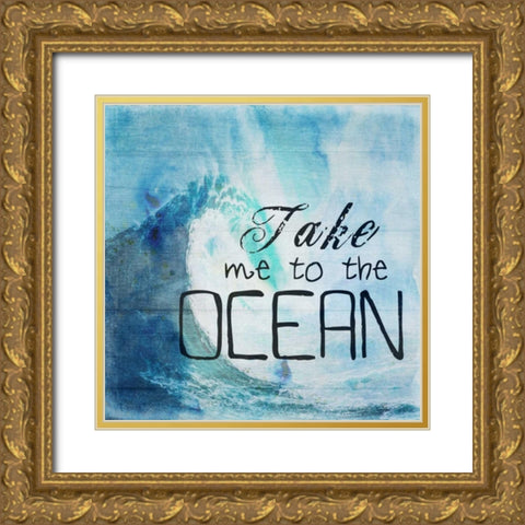 Take Me To The Ocean Gold Ornate Wood Framed Art Print with Double Matting by Lewis, Sheldon