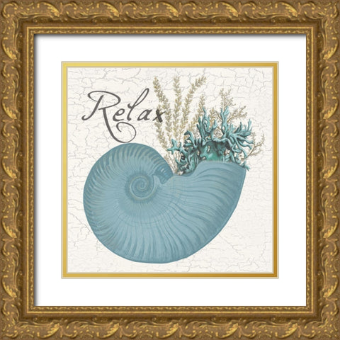 Coastal Bouquet Gold Ornate Wood Framed Art Print with Double Matting by Lewis, Sheldon