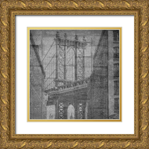 Manhattan Wall Gold Ornate Wood Framed Art Print with Double Matting by Lewis, Sheldon