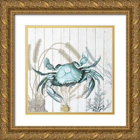 Salt Water Blue Gold Ornate Wood Framed Art Print with Double Matting by Lewis, Sheldon