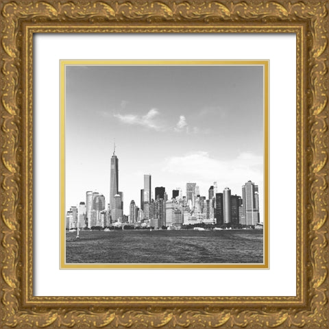 Fly NY Gold Ornate Wood Framed Art Print with Double Matting by Lewis, Sheldon