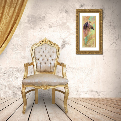 Horse Mandala Gold Ornate Wood Framed Art Print with Double Matting by Butcher, Sarah