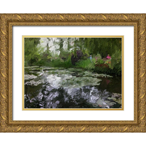 Monet Pond 2 Gold Ornate Wood Framed Art Print with Double Matting by Butcher, Sarah