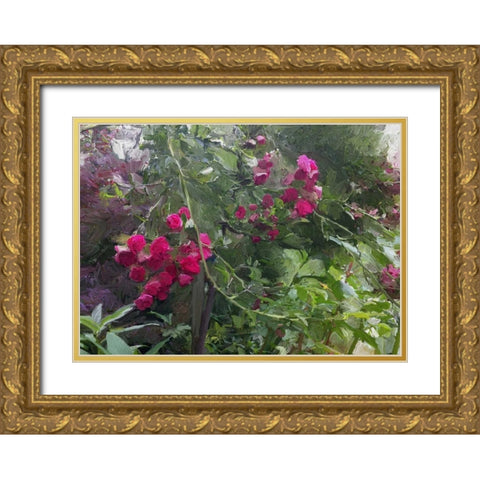 Monets Garden Gold Ornate Wood Framed Art Print with Double Matting by Butcher, Sarah