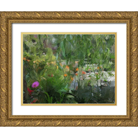 Monets Pond At Giverny Gold Ornate Wood Framed Art Print with Double Matting by Butcher, Sarah