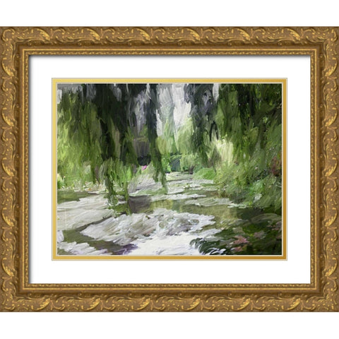 Monets Tranquil Gardens Gold Ornate Wood Framed Art Print with Double Matting by Butcher, Sarah
