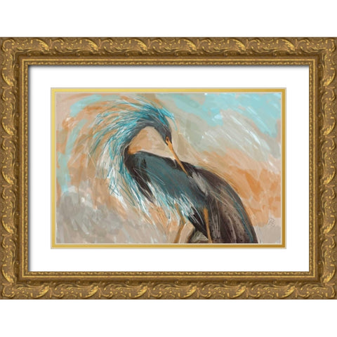 Beachy Bird Gold Ornate Wood Framed Art Print with Double Matting by Butcher, Sarah