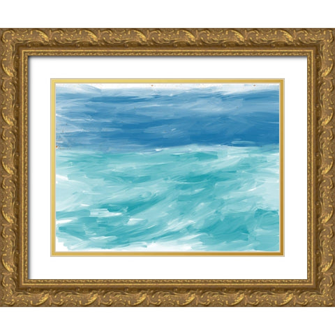Turquoise Sea Gold Ornate Wood Framed Art Print with Double Matting by Butcher, Sarah