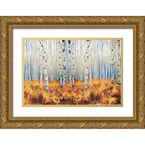 Birch Forest Gold Ornate Wood Framed Art Print with Double Matting by Butcher, Sarah