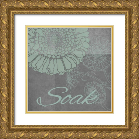 Spa Flower-Soak Gold Ornate Wood Framed Art Print with Double Matting by Carlson, Tina