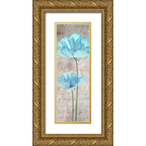 Blue Floral Panel II Gold Ornate Wood Framed Art Print with Double Matting by Greene, Taylor