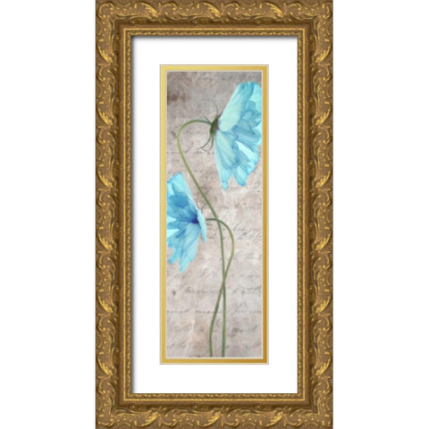 Blue Floral Panel B1 Gold Ornate Wood Framed Art Print with Double Matting by Greene, Taylor