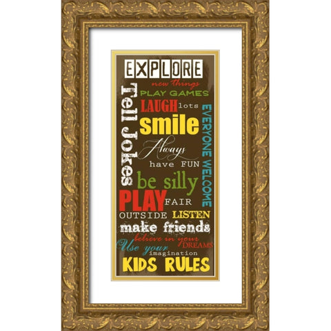 KIDS RULES Gold Ornate Wood Framed Art Print with Double Matting by Greene, Taylor
