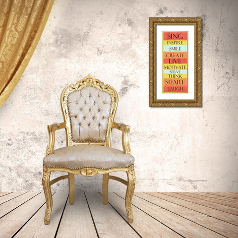 SING STRIPE Gold Ornate Wood Framed Art Print with Double Matting by Greene, Taylor