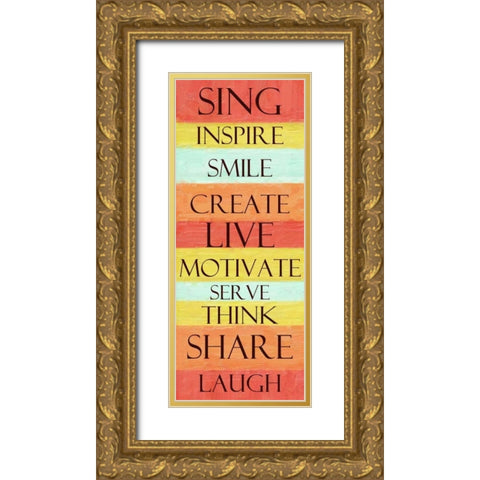 SING STRIPE Gold Ornate Wood Framed Art Print with Double Matting by Greene, Taylor