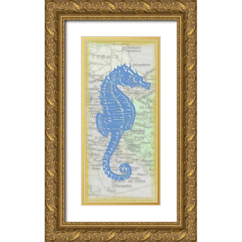 Seahorse Gold Ornate Wood Framed Art Print with Double Matting by Greene, Taylor