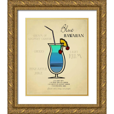 Blue Hawaiian Gold Ornate Wood Framed Art Print with Double Matting by Greene, Taylor