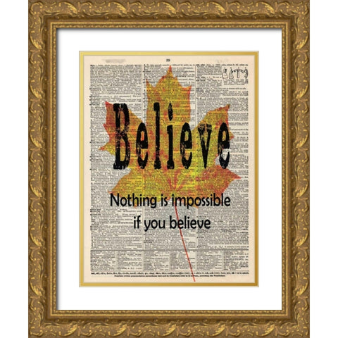BELIEVE Gold Ornate Wood Framed Art Print with Double Matting by Greene, Taylor