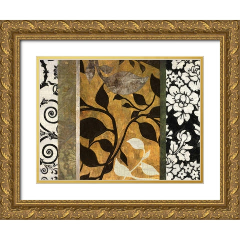 GOLDEN LEAF SILHOUETTE A Gold Ornate Wood Framed Art Print with Double Matting by Greene, Taylor