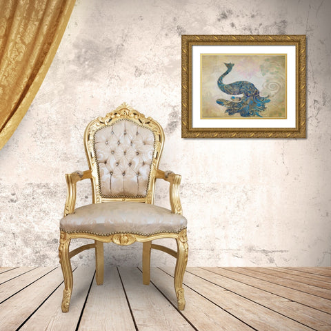 ELEGANT PEACOCK Gold Ornate Wood Framed Art Print with Double Matting by Greene, Taylor