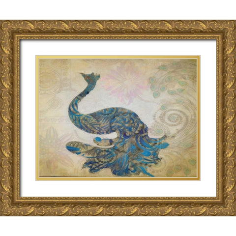 ELEGANT PEACOCK Gold Ornate Wood Framed Art Print with Double Matting by Greene, Taylor