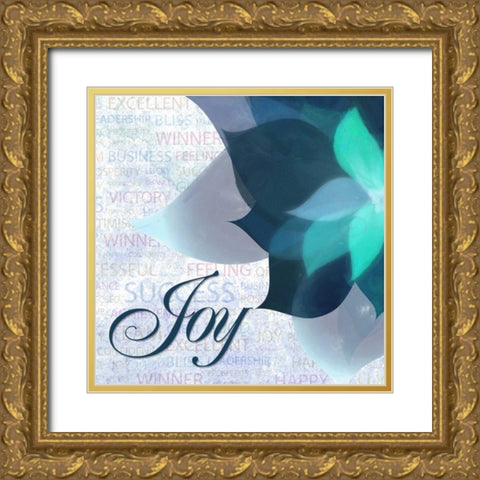 Watercolor Joy Gold Ornate Wood Framed Art Print with Double Matting by Greene, Taylor