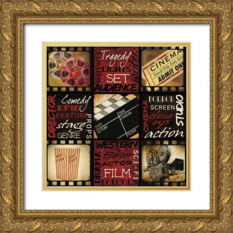 LIGHTS CAMERA ACTION Gold Ornate Wood Framed Art Print with Double Matting by Greene, Taylor