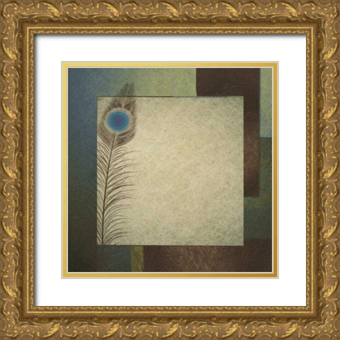 Peacock Border Gold Ornate Wood Framed Art Print with Double Matting by Greene, Taylor