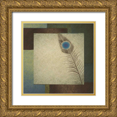Peacock Border 2 Gold Ornate Wood Framed Art Print with Double Matting by Greene, Taylor