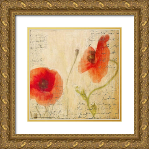 POPPY SCRIPT II Gold Ornate Wood Framed Art Print with Double Matting by Greene, Taylor