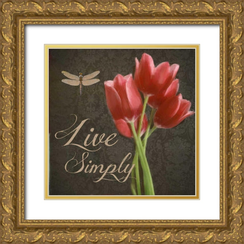 Live Simply Gold Ornate Wood Framed Art Print with Double Matting by Greene, Taylor