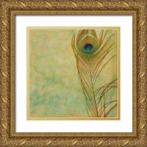 Single Feather Gold Ornate Wood Framed Art Print with Double Matting by Greene, Taylor