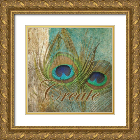 Feather Create B Gold Ornate Wood Framed Art Print with Double Matting by Greene, Taylor