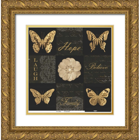 Sepia Floral 9 Patch B Gold Ornate Wood Framed Art Print with Double Matting by Greene, Taylor