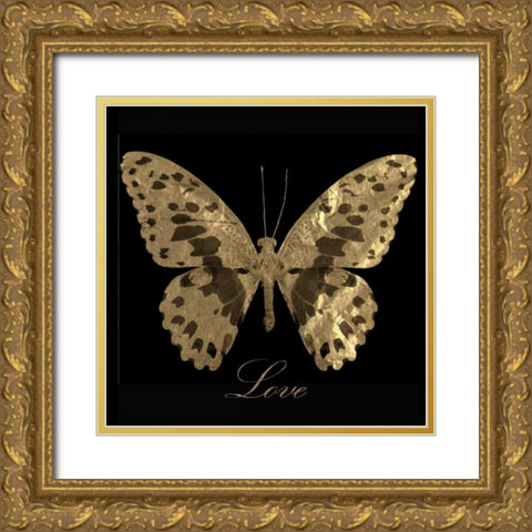 Love Gold Butterfly Gold Ornate Wood Framed Art Print with Double Matting by Greene, Taylor