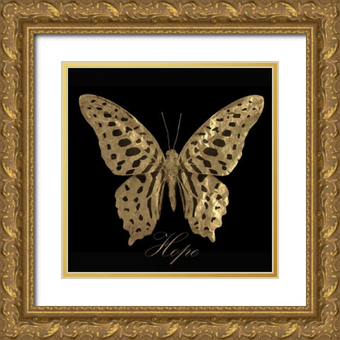 Hope Gold Butterfly Gold Ornate Wood Framed Art Print with Double Matting by Greene, Taylor