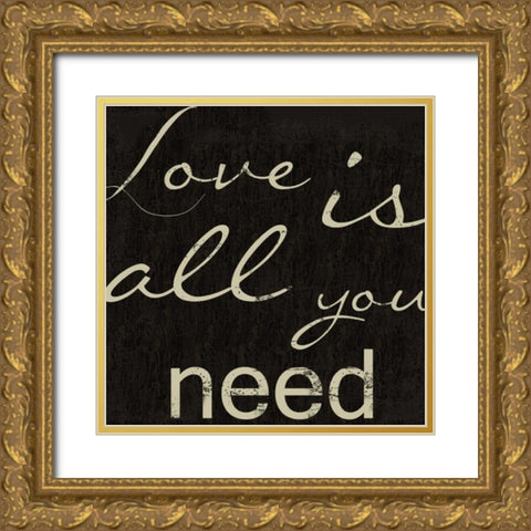 LOVE LOVE LOVE Gold Ornate Wood Framed Art Print with Double Matting by Greene, Taylor
