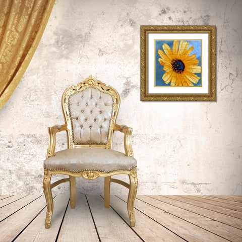 SCRIPTED WILD SUNFLOWER I Gold Ornate Wood Framed Art Print with Double Matting by Greene, Taylor