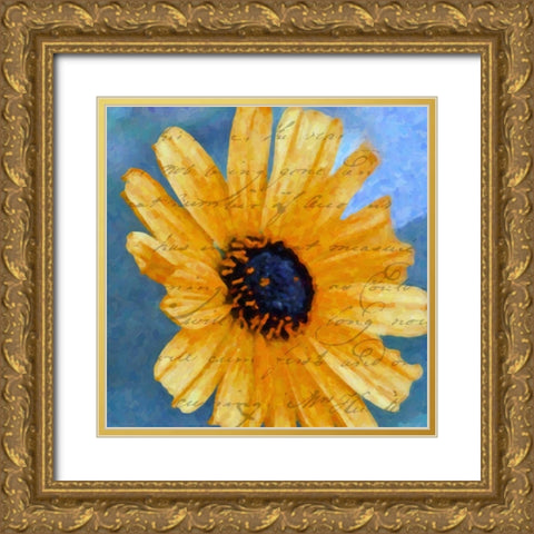 SCRIPTED WILD SUNFLOWER I Gold Ornate Wood Framed Art Print with Double Matting by Greene, Taylor