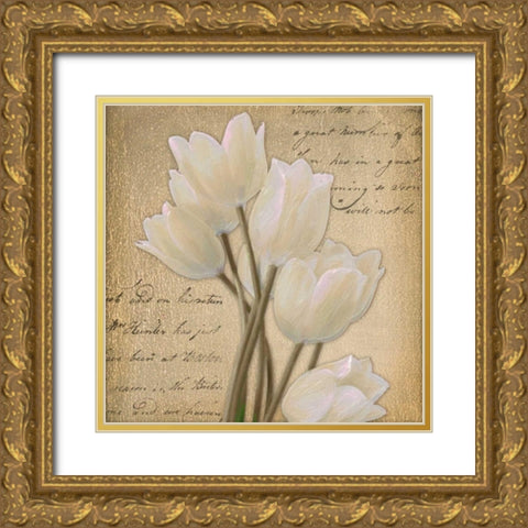 WHITE TULIP I Gold Ornate Wood Framed Art Print with Double Matting by Greene, Taylor