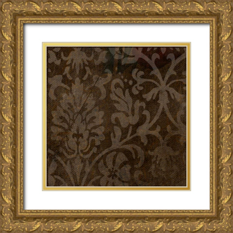 Spice Gold Damask Gold Ornate Wood Framed Art Print with Double Matting by Greene, Taylor
